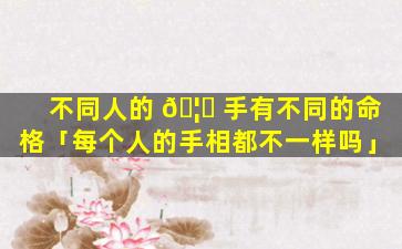 不同人的 🦄 手有不同的命格「每个人的手相都不一样吗」